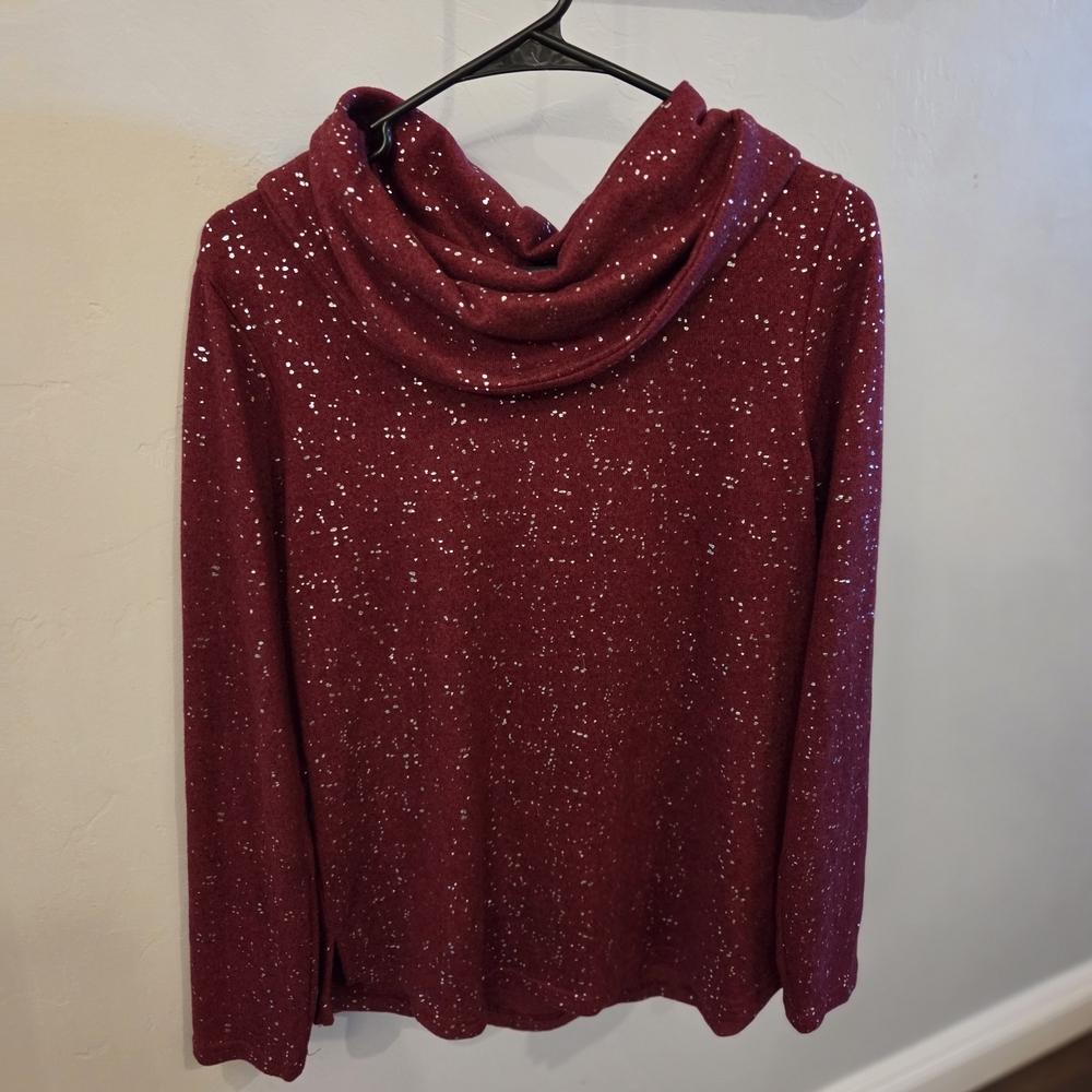 NWT Chic Burgundy Cowl Neck Sweater